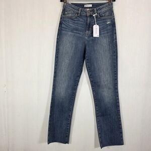 Morrison Denim The Friend Mid-Rise Straight Leg Jeans Raw Hem Blue 25 NWT